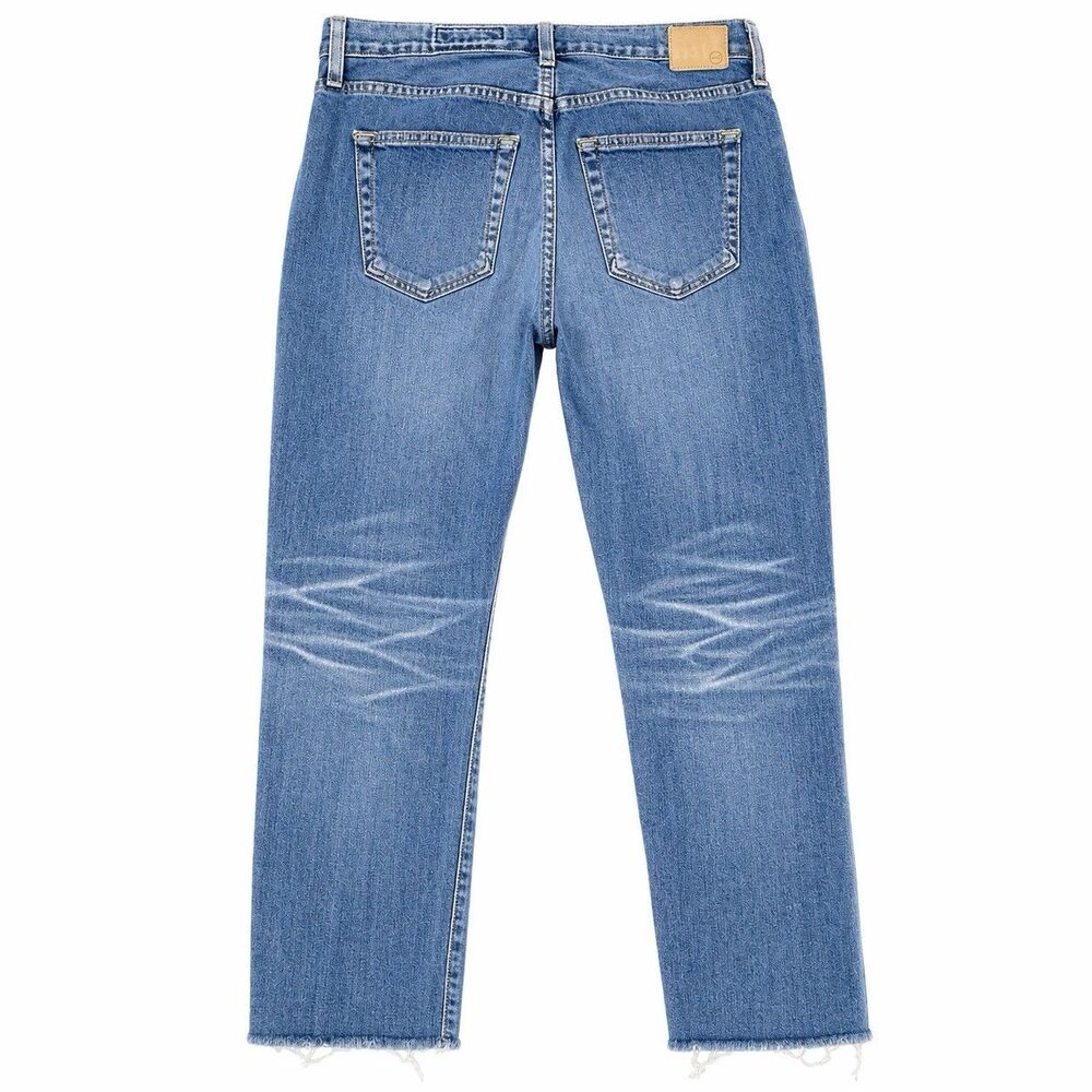 AG Ex-Boyfriend Slim Jeans Womens 28R Light Wash Raw Hem Cropped Ankle - Picture 3 of 7